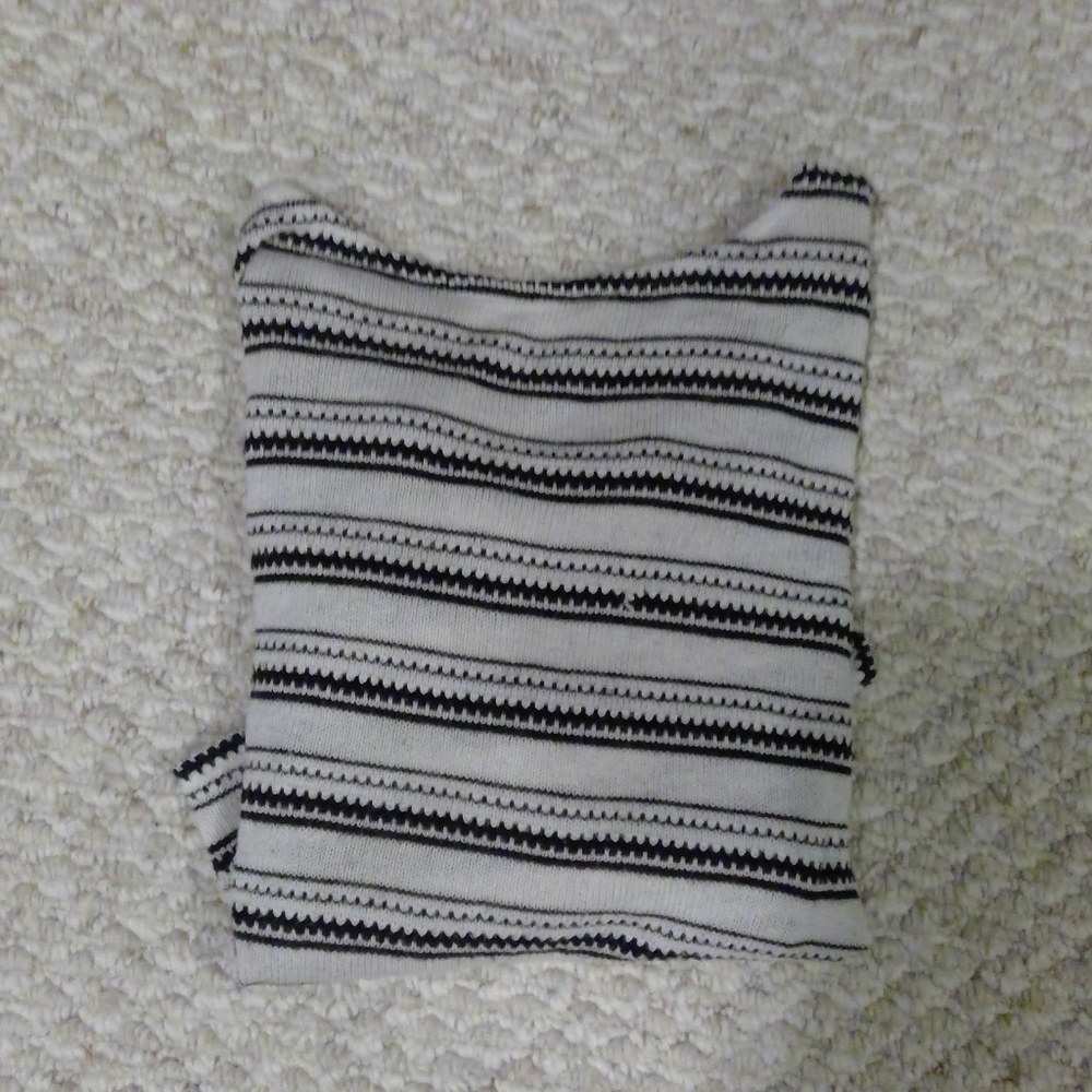 White sweater with black stripes